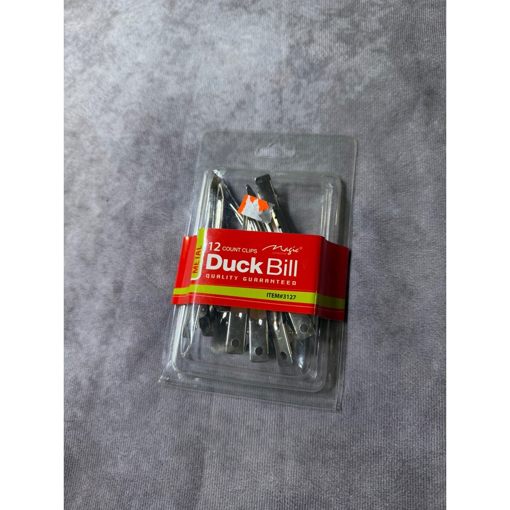 Magic Collection 12 Count Metal Duck Bill Hair Clips Silver Styling Tools 3127